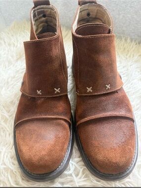 Gordon Rush Made in Italy Suede Wrap Strap Ankle Boots Men’s 11 Brown